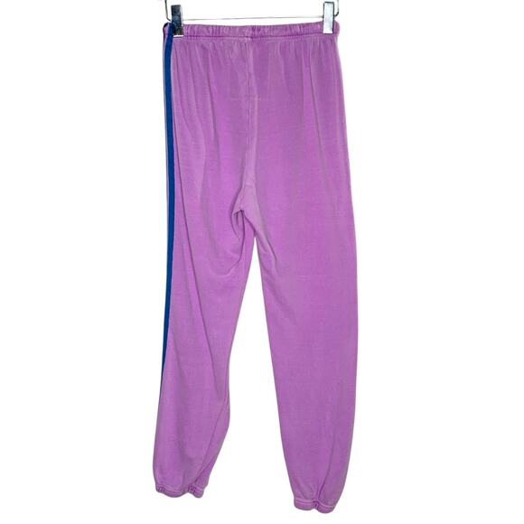 Aviator Nation M Womens 5 Stripe Sweatpants Neon Purple Pink Rainbow - Picture 3 of 10